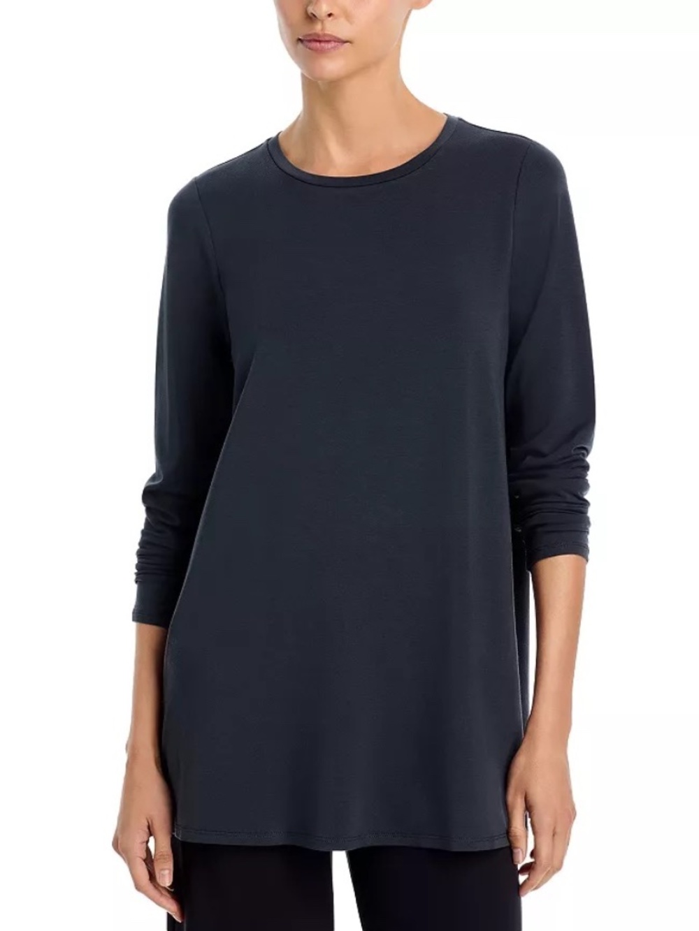 Eileen Fisher Navy Tencel Lyocell Long Sleeve Tunic Top Size L